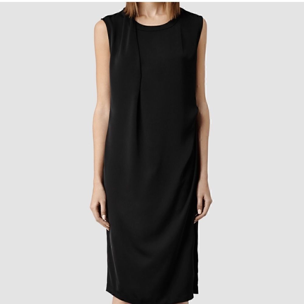 All Saints Halycon Sleeveless Draped Knee Length Dress sz US 2 Dark Navy